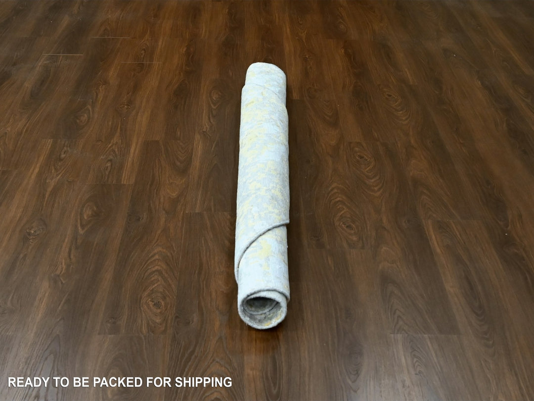 6'0" x 6'0" New Hand Knotted Beige Wool & Silk Round Oriental Rug - MOA10210203