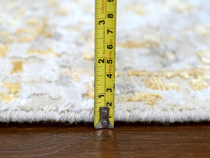 6'0" x 6'0" New Hand Knotted Beige Wool & Silk Round Oriental Rug - MOA10210203