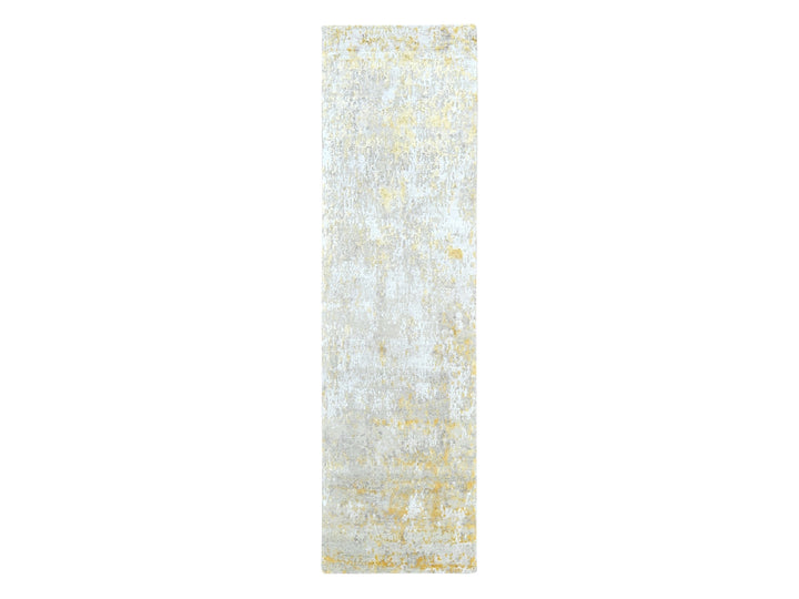 2'6" x 9'9" New Hand Knotted Beige Wool & Silk Runner Oriental Rug - MOA10210204