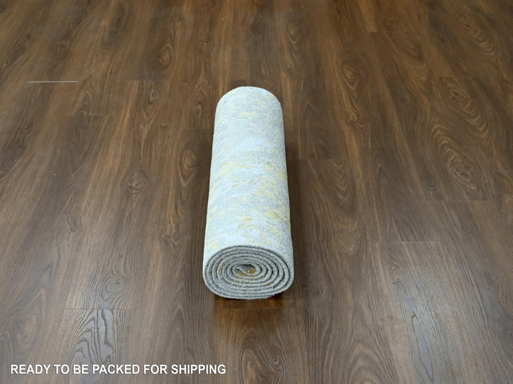 2'6" x 9'9" New Hand Knotted Beige Wool & Silk Runner Oriental Rug - MOA10210204