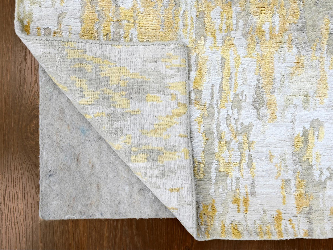2'7" x 23'6" New Hand Knotted Beige Wool & Silk Runner Oriental Rug - MOA10210207