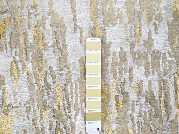 2'7" x 23'6" New Hand Knotted Beige Wool & Silk Runner Oriental Rug - MOA10210207
