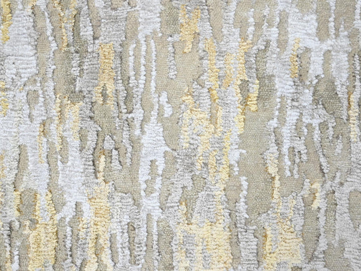 2'7" x 23'6" New Hand Knotted Beige Wool & Silk Runner Oriental Rug - MOA10210207