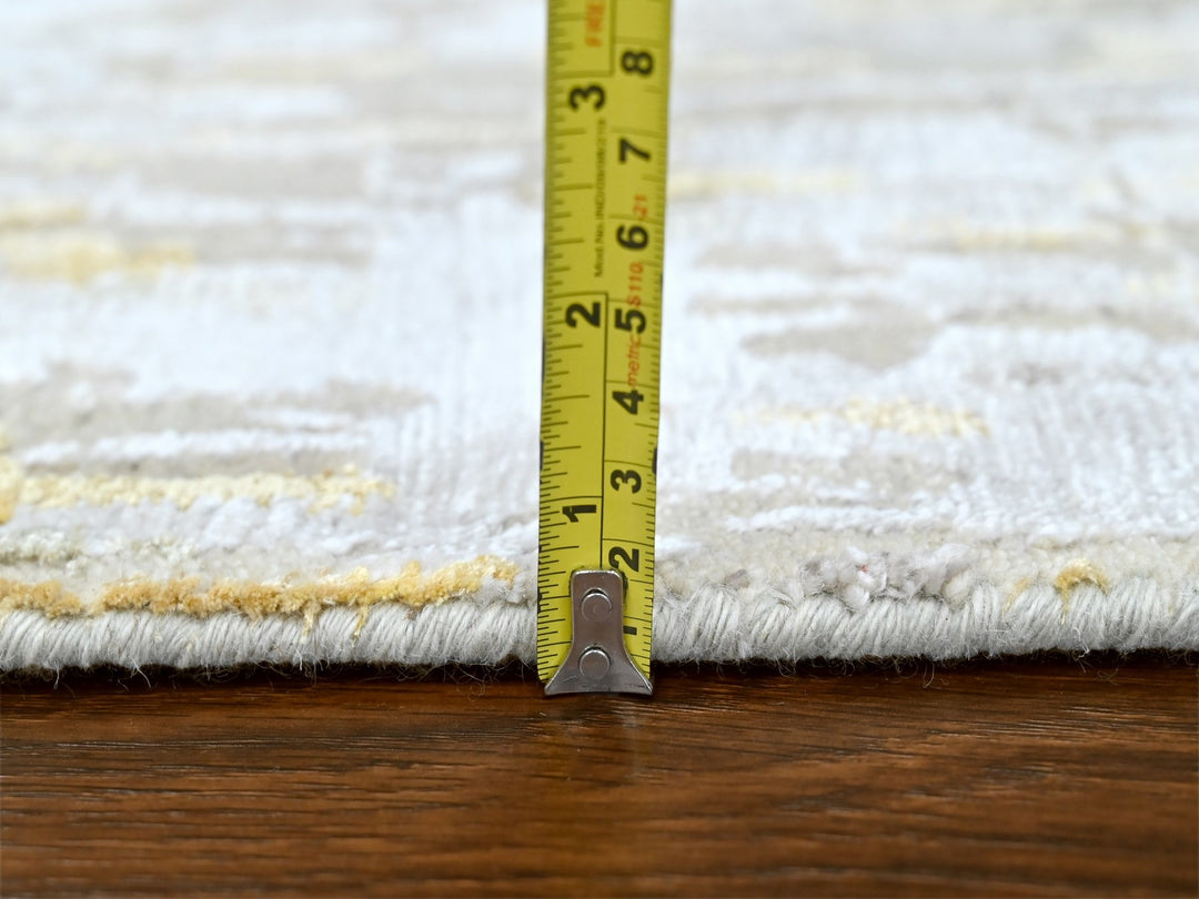2'7" x 23'6" New Hand Knotted Beige Wool & Silk Runner Oriental Rug - MOA10210207