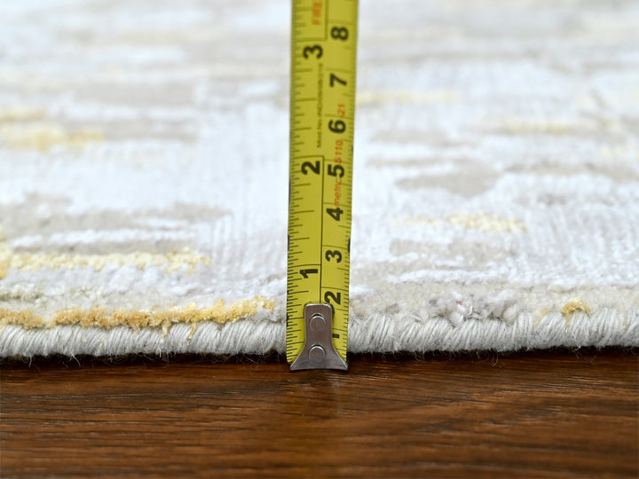 2'7" x 23'6" New Hand Knotted Beige Wool & Silk Runner Oriental Rug - MOA10210207