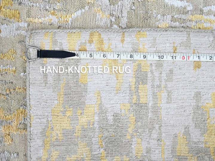 2'7" x 23'6" New Hand Knotted Beige Wool & Silk Runner Oriental Rug - MOA10210207