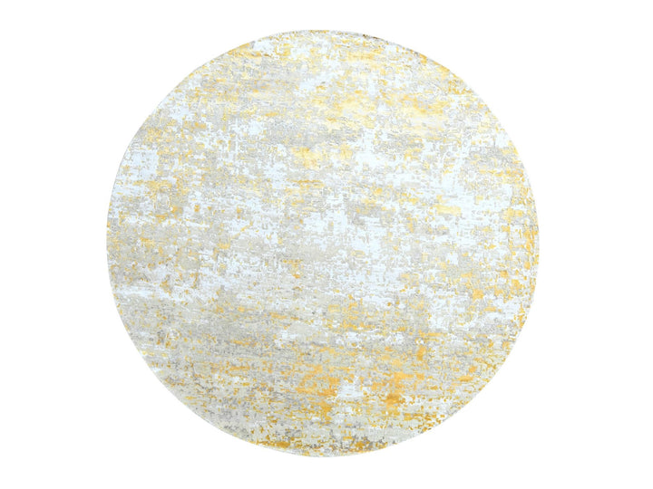 9'9" x 9'11" New Hand Knotted Beige Wool & Silk Round Oriental Rug - MOA10210209