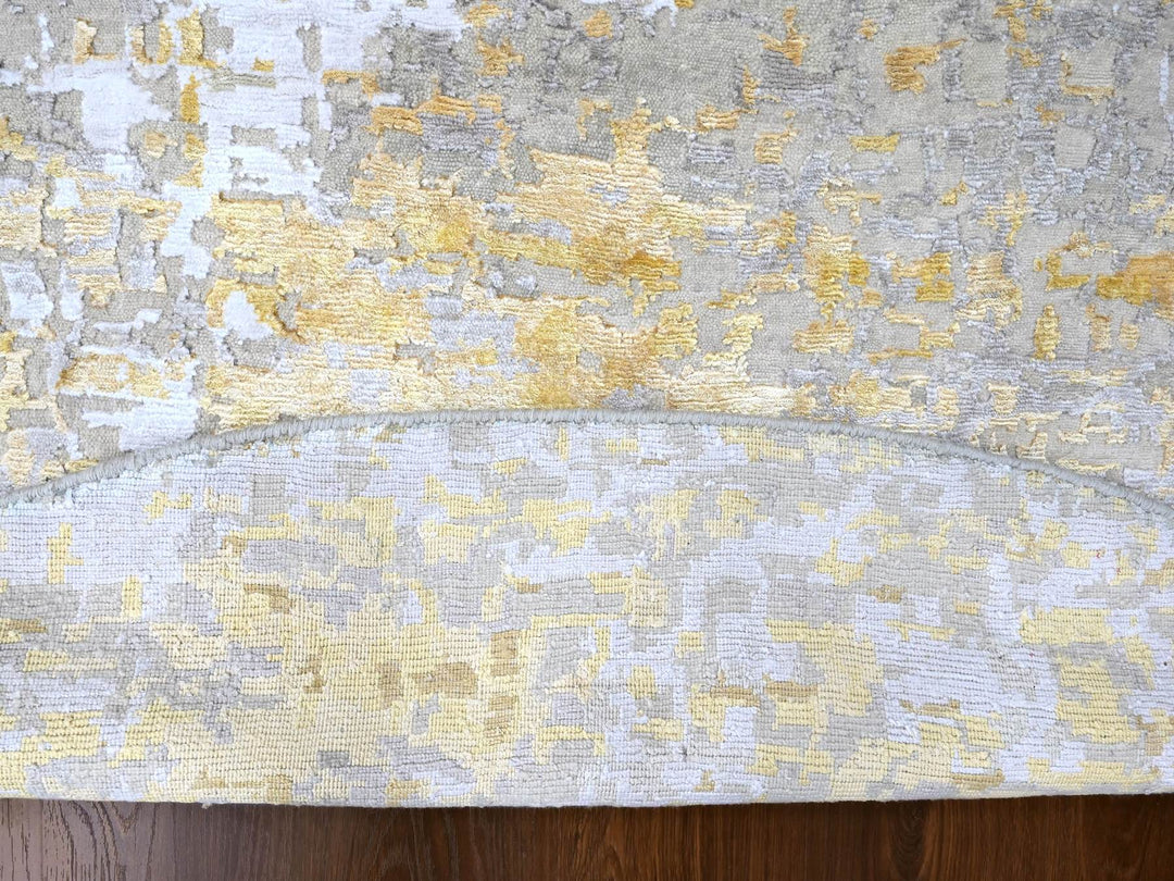 9'9" x 9'11" New Hand Knotted Beige Wool & Silk Round Oriental Rug - MOA10210209