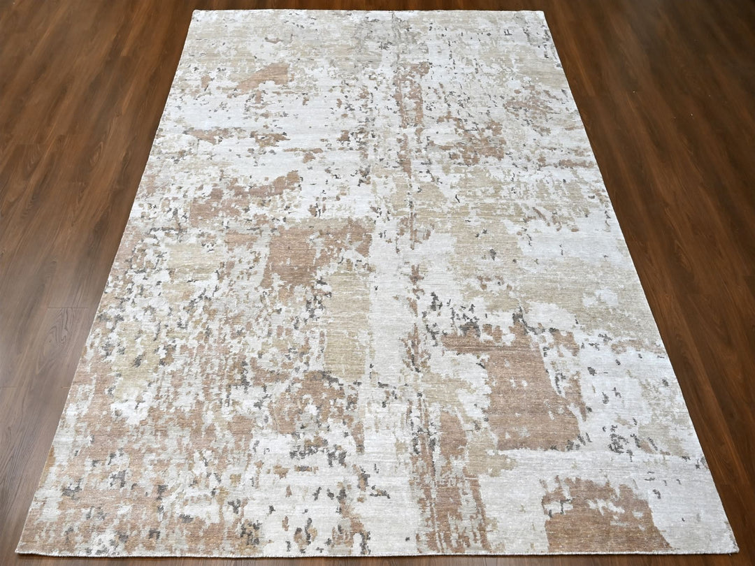 8'11" x 12'1" New Hand Knotted Brown Silk Rectangle Oriental Rug - MOA10210211