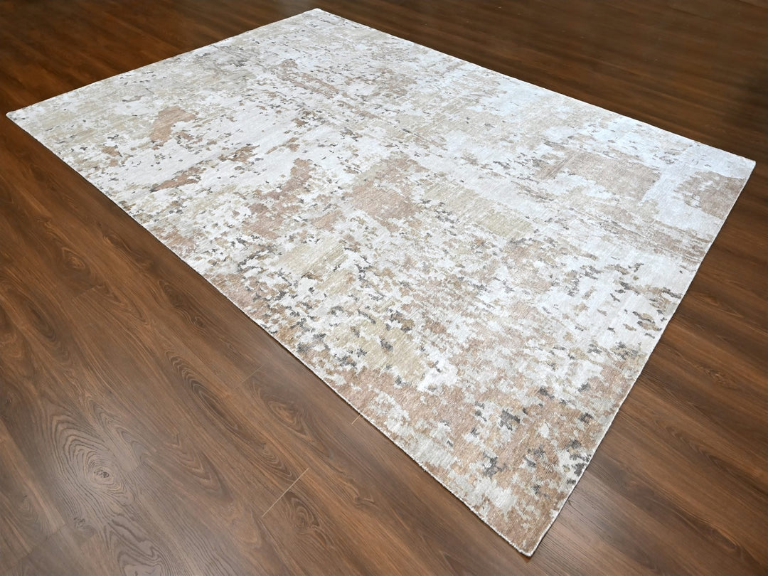 8'11" x 12'1" New Hand Knotted Brown Silk Rectangle Oriental Rug - MOA10210211