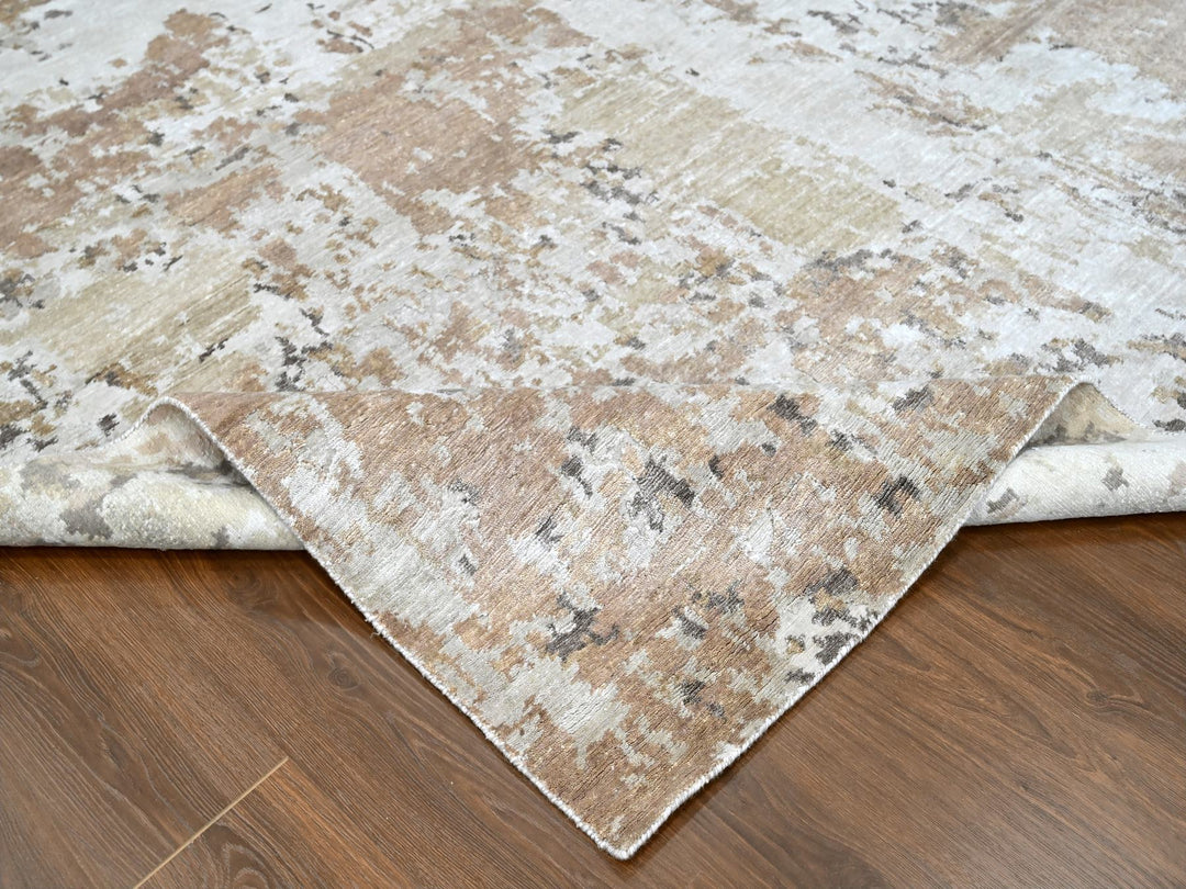 8'11" x 12'1" New Hand Knotted Brown Silk Rectangle Oriental Rug - MOA10210211