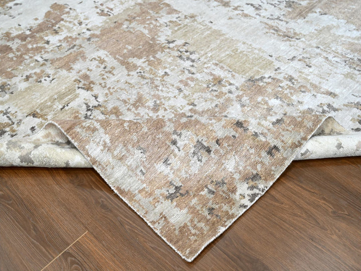 8'11" x 12'1" New Hand Knotted Brown Silk Rectangle Oriental Rug - MOA10210211