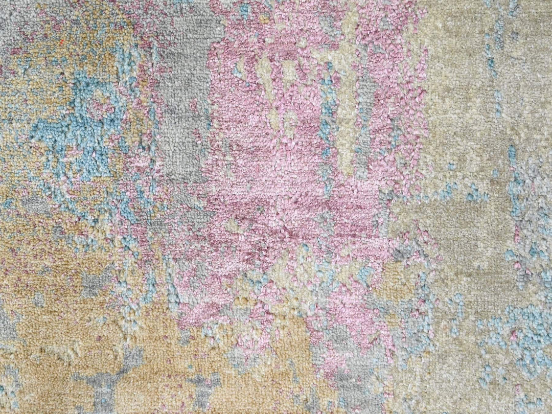 8'11" x 12'0" New Hand Knotted Yellow Wool & Silk Rectangle Oriental Rug - MOA10210212