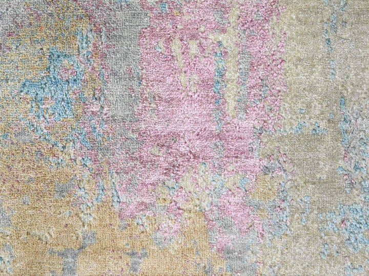 8'11" x 12'0" New Hand Knotted Yellow Wool & Silk Rectangle Oriental Rug - MOA10210212