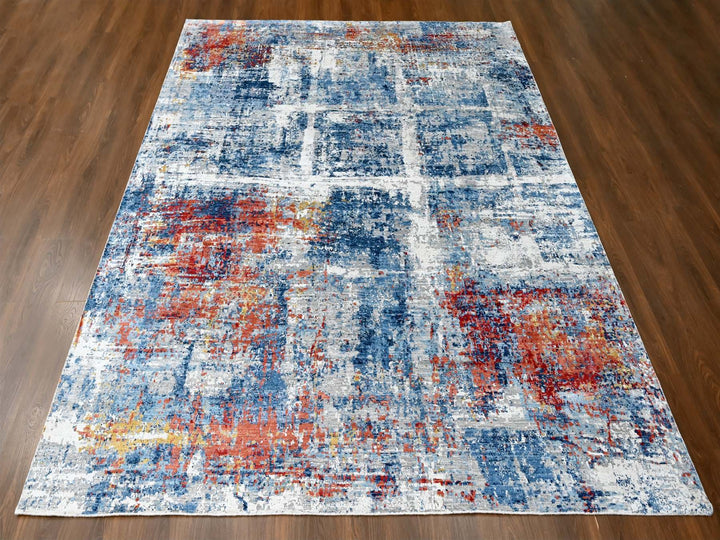 8'9" x 11'7" New Hand Knotted Blue Silk Rectangle Oriental Rug - MOA10210213