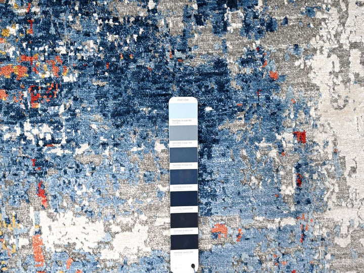 8'9" x 11'7" New Hand Knotted Blue Silk Rectangle Oriental Rug - MOA10210213