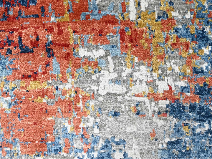 8'9" x 11'7" New Hand Knotted Blue Silk Rectangle Oriental Rug - MOA10210213