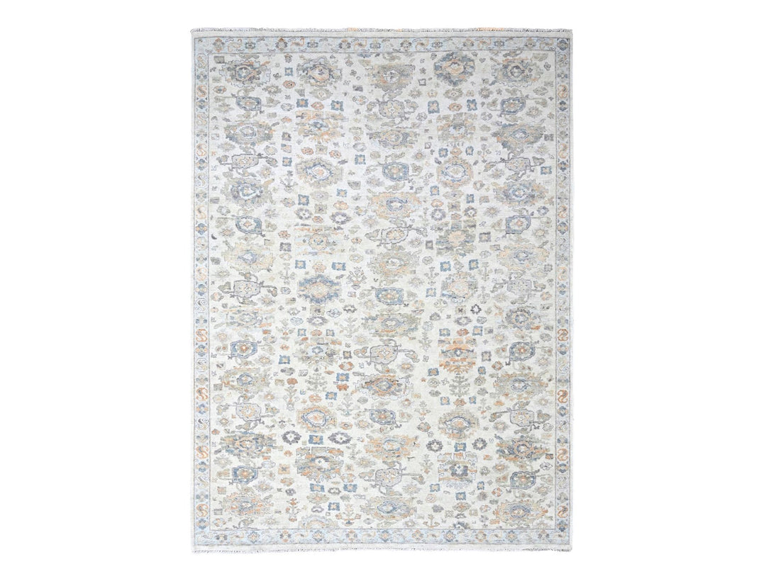 8'10" x 11'10" New Hand Knotted Ivory Wool Rectangle Oriental Rug - MOA10210215