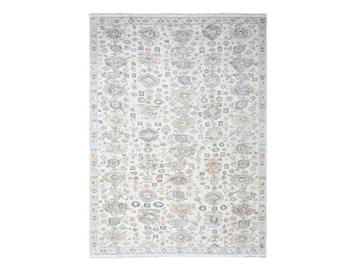8'10" x 11'10" New Hand Knotted Ivory Wool Rectangle Oriental Rug - MOA10210215
