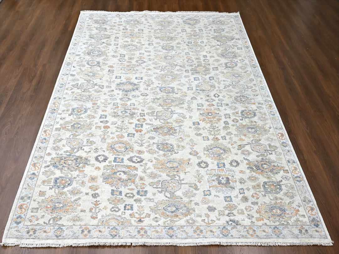 8'10" x 11'10" New Hand Knotted Ivory Wool Rectangle Oriental Rug - MOA10210215
