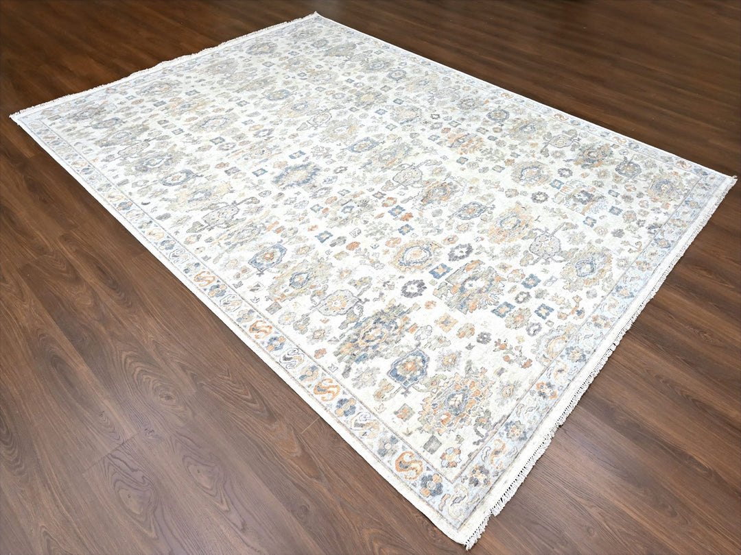 8'10" x 11'10" New Hand Knotted Ivory Wool Rectangle Oriental Rug - MOA10210215