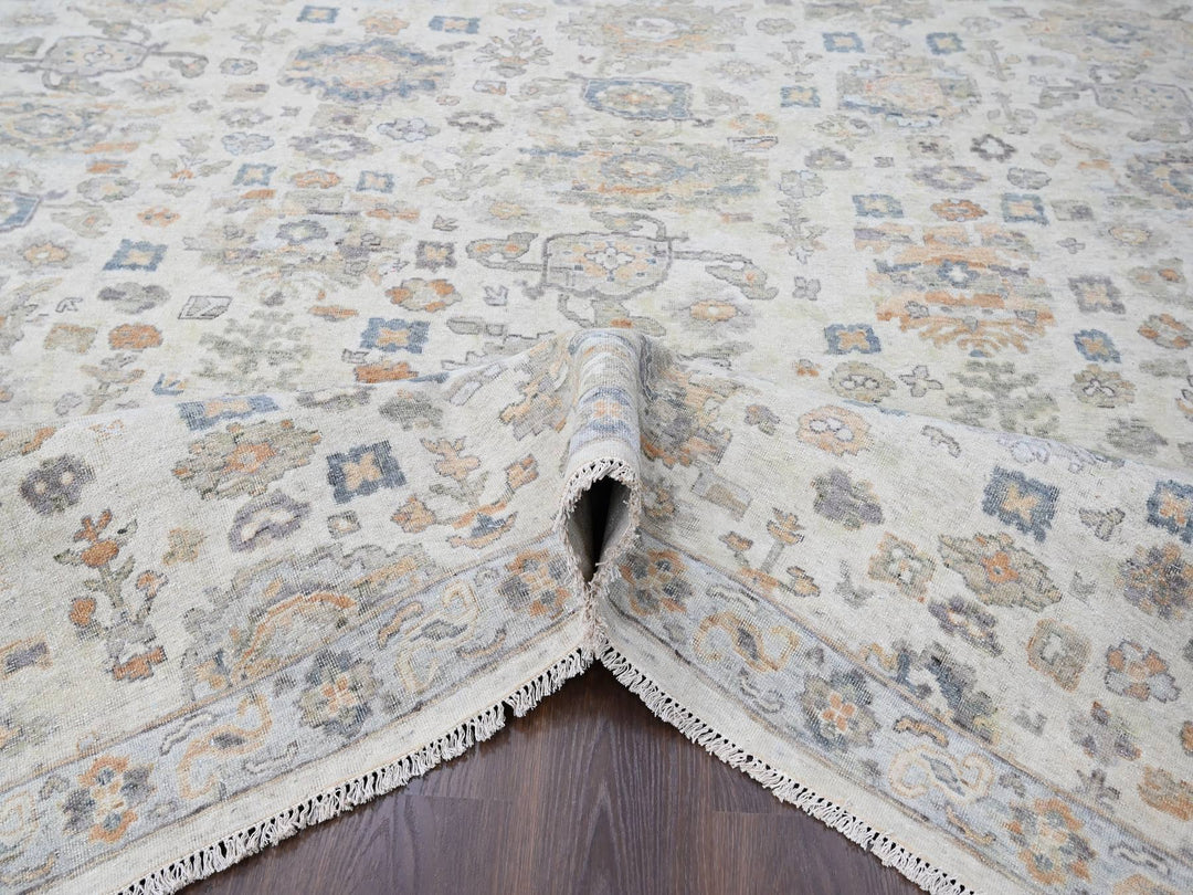 8'10" x 11'10" New Hand Knotted Ivory Wool Rectangle Oriental Rug - MOA10210215