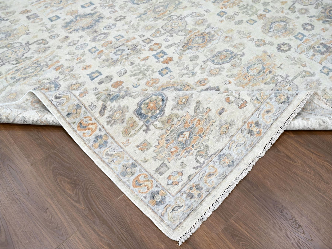 8'10" x 11'10" New Hand Knotted Ivory Wool Rectangle Oriental Rug - MOA10210215