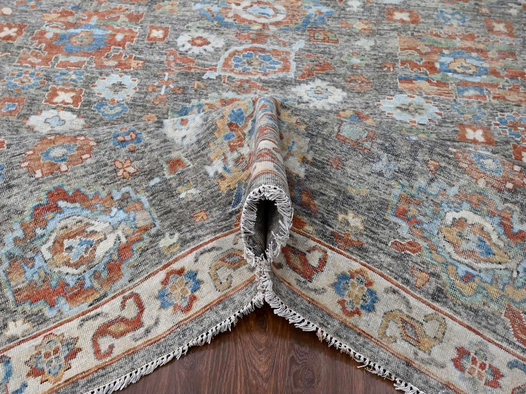 8'11" x 11'10" New Hand Knotted Brown Wool Rectangle Oriental Rug - MOA10210218