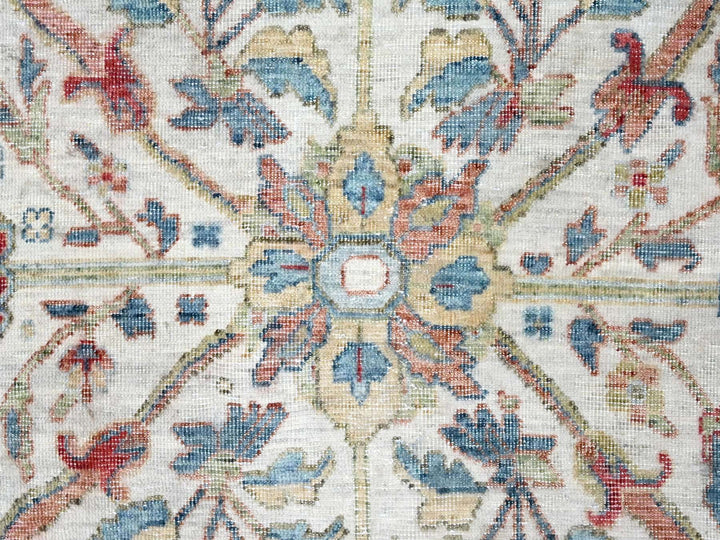 9'0" x 11'11" New Hand Knotted Ivory Wool Rectangle Oriental Rug - MOA10210220