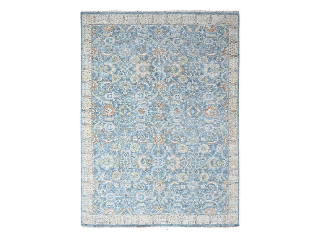 8'11" x 11'11" New Hand Knotted Blue Wool Rectangle Oriental Rug - MOA10210229