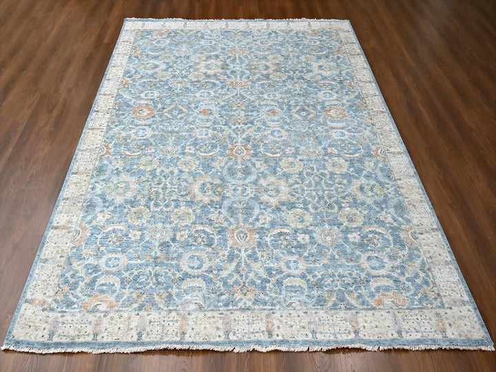 8'11" x 11'11" New Hand Knotted Blue Wool Rectangle Oriental Rug - MOA10210229