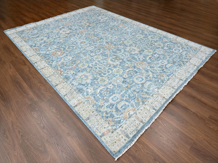 8'11" x 11'11" New Hand Knotted Blue Wool Rectangle Oriental Rug - MOA10210229