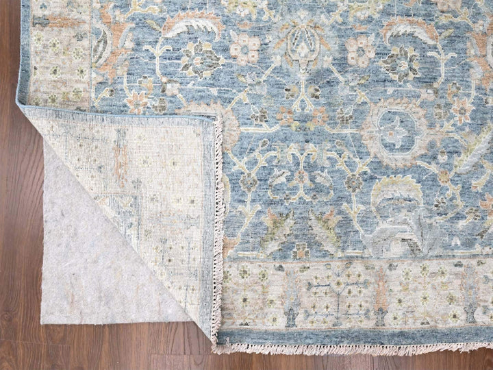 8'11" x 11'11" New Hand Knotted Blue Wool Rectangle Oriental Rug - MOA10210229