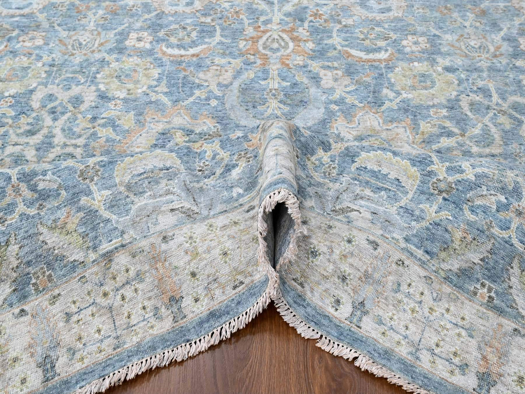 8'11" x 11'11" New Hand Knotted Blue Wool Rectangle Oriental Rug - MOA10210229