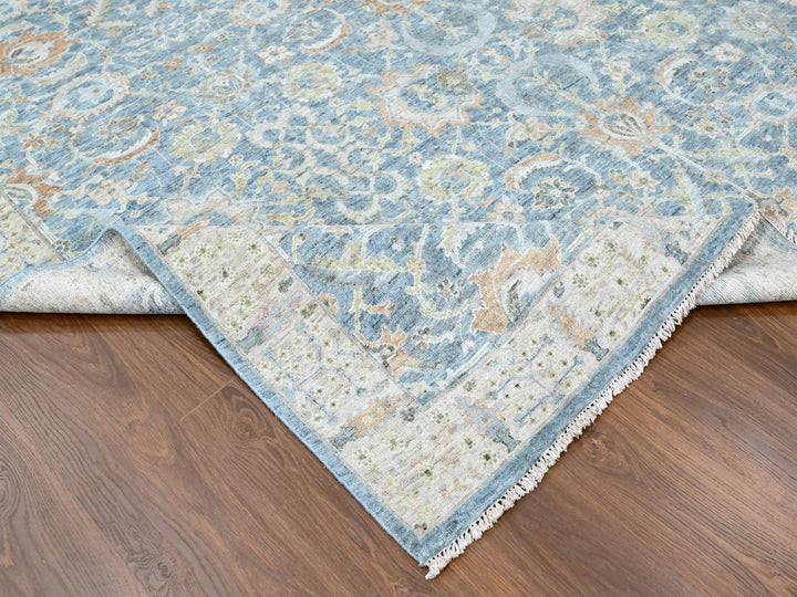 8'11" x 11'11" New Hand Knotted Blue Wool Rectangle Oriental Rug - MOA10210229