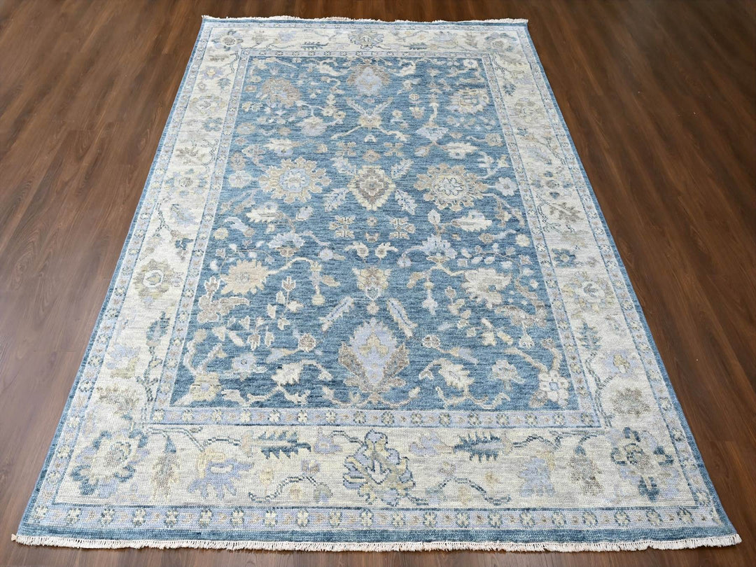 8'11" x 12'1" New Hand Knotted Blue Wool Rectangle Oriental Rug - MOA10210234
