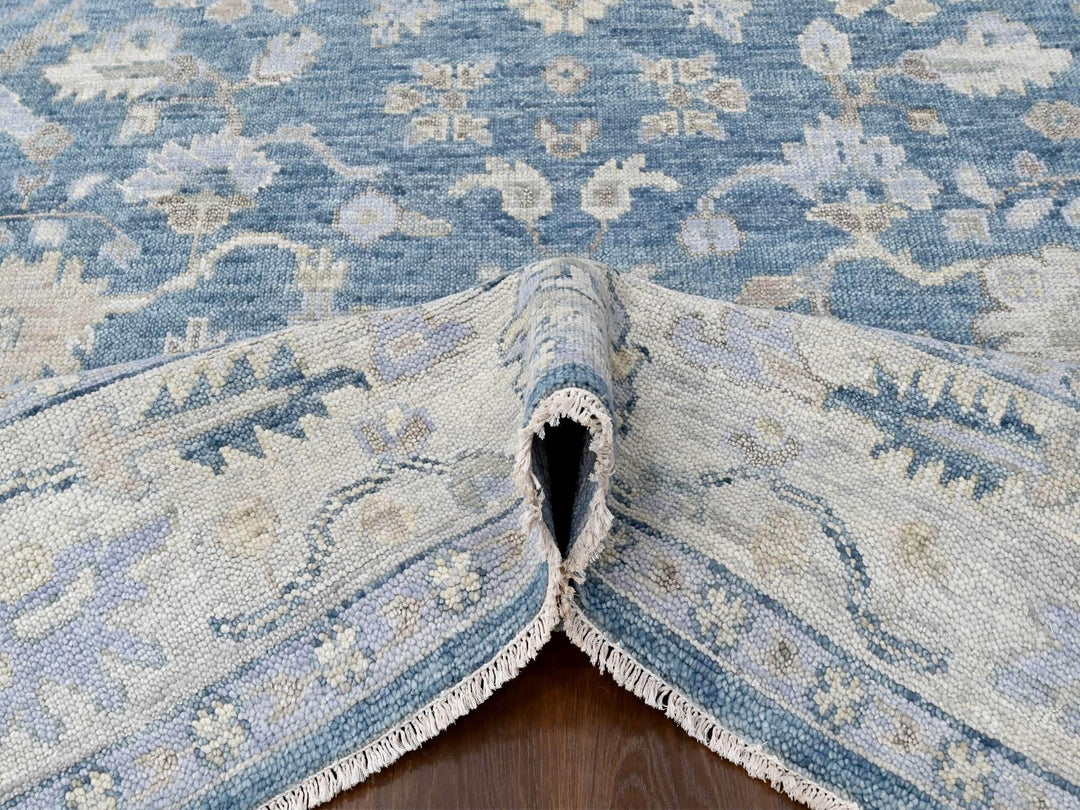 8'11" x 12'1" New Hand Knotted Blue Wool Rectangle Oriental Rug - MOA10210234
