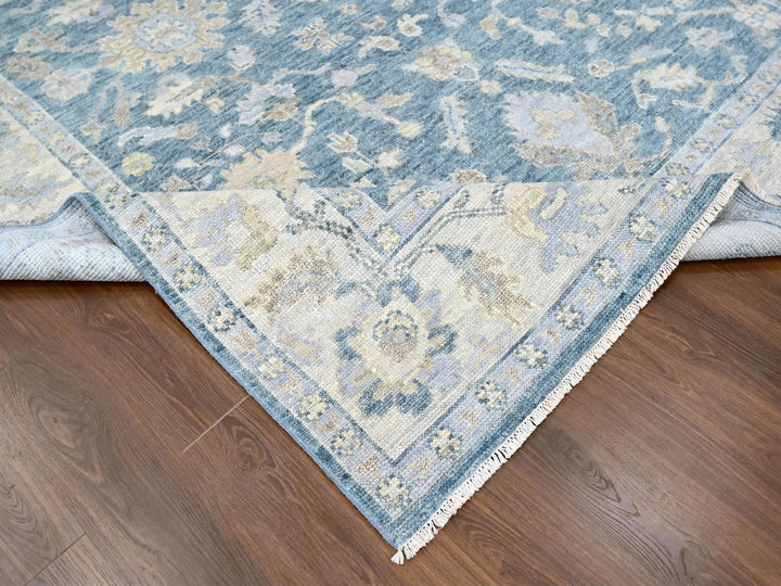 8'11" x 12'1" New Hand Knotted Blue Wool Rectangle Oriental Rug - MOA10210234