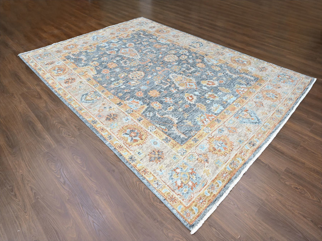 8'10" x 11'11" New Hand Knotted Grey Wool Rectangle Oriental Rug - MOA10210237