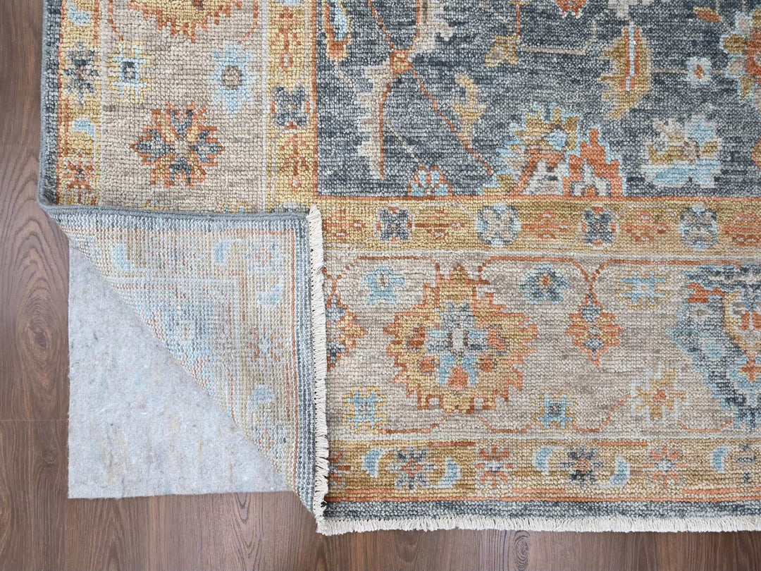 8'10" x 11'11" New Hand Knotted Grey Wool Rectangle Oriental Rug - MOA10210237