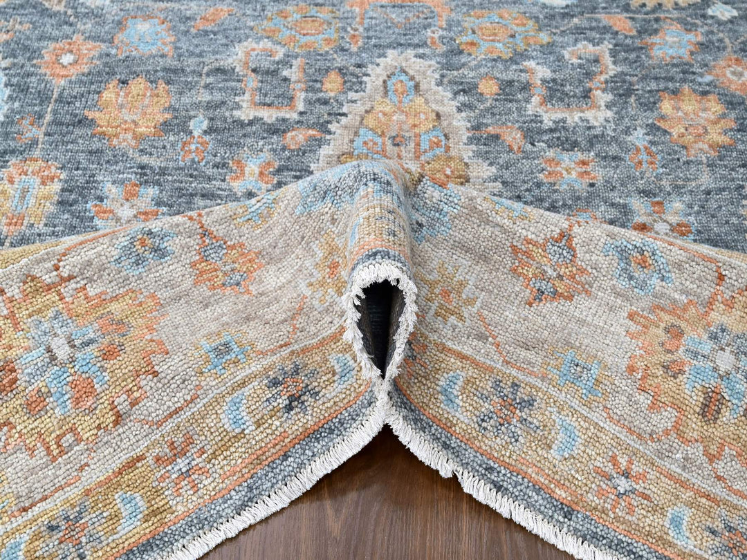 8'10" x 11'11" New Hand Knotted Grey Wool Rectangle Oriental Rug - MOA10210237