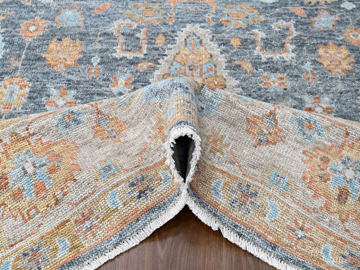 8'10" x 11'11" New Hand Knotted Grey Wool Rectangle Oriental Rug - MOA10210237