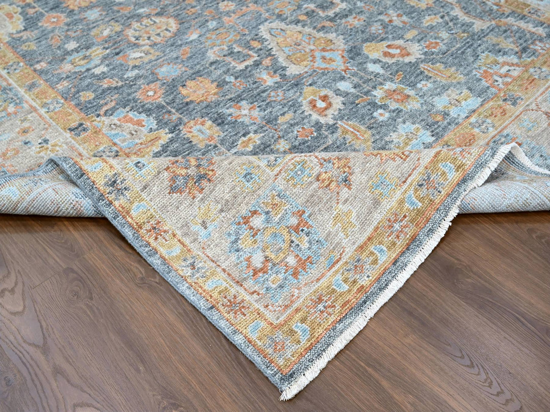 8'10" x 11'11" New Hand Knotted Grey Wool Rectangle Oriental Rug - MOA10210237