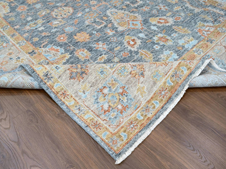 8'10" x 11'11" New Hand Knotted Grey Wool Rectangle Oriental Rug - MOA10210237