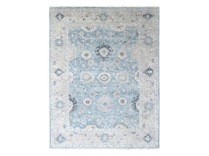 9'0" x 11'11" New Hand Knotted Blue Wool Rectangle Oriental Rug - MOA10210240