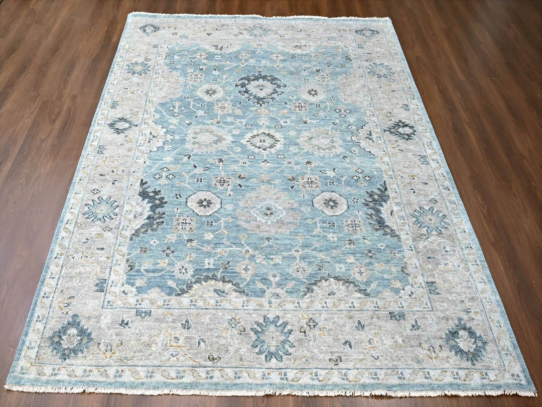 9'0" x 11'11" New Hand Knotted Blue Wool Rectangle Oriental Rug - MOA10210240