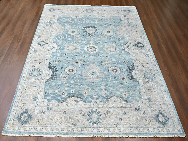 9'0" x 11'11" New Hand Knotted Blue Wool Rectangle Oriental Rug - MOA10210240