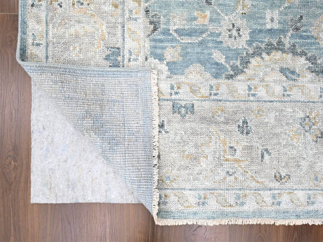 9'0" x 11'11" New Hand Knotted Blue Wool Rectangle Oriental Rug - MOA10210240