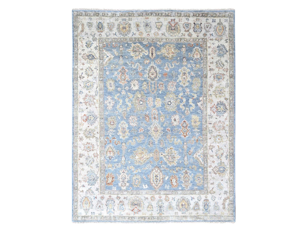 9'2" x 11'10" New Hand Knotted Blue Wool Rectangle Oriental Rug - MOA10210241