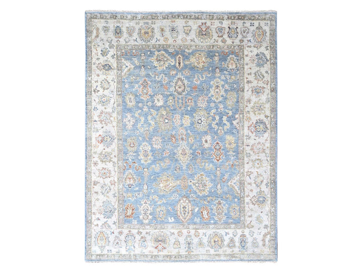 9'2" x 11'10" New Hand Knotted Blue Wool Rectangle Oriental Rug - MOA10210241